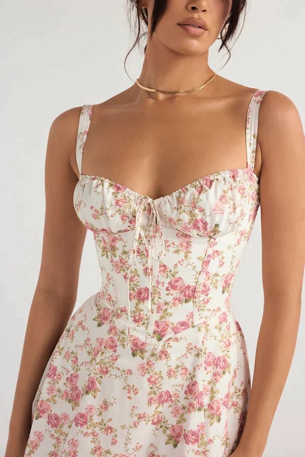 ELENA™ | Vestido corsé de algodón estampado