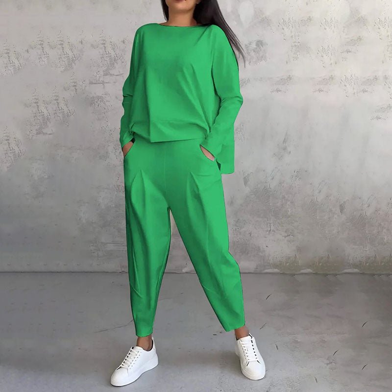 ANA™ | Conjunto de top liso y pantalón amplio