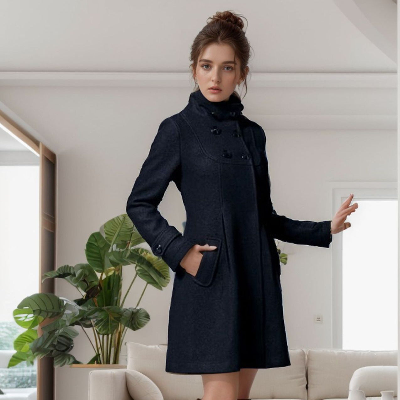 ZOE™ | Abrigo largo de lana con capucha