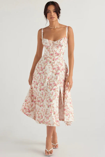 ELENA™ | Vestido corsé de algodón estampado