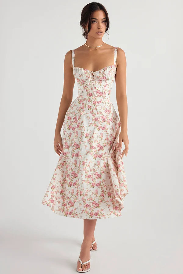 ELENA™ | Vestido corsé de algodón estampado