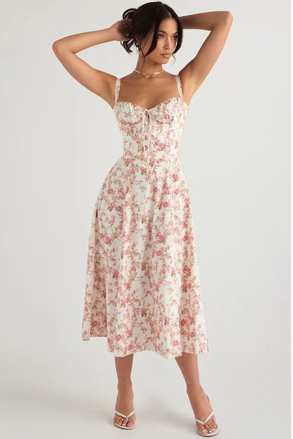 ELENA™ | Vestido corsé de algodón estampado