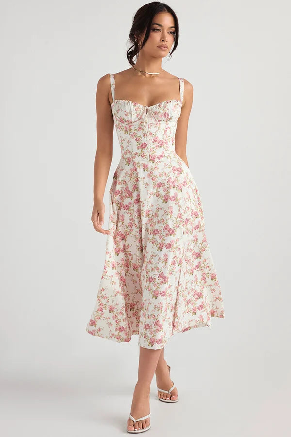 ELENA™ | Vestido corsé de algodón estampado