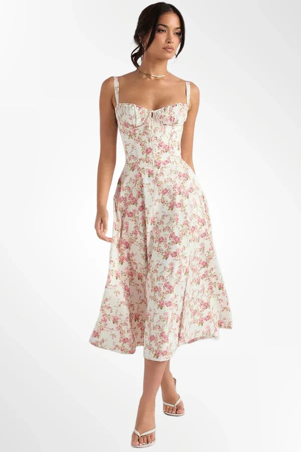 ELENA™ | Vestido corsé de algodón estampado