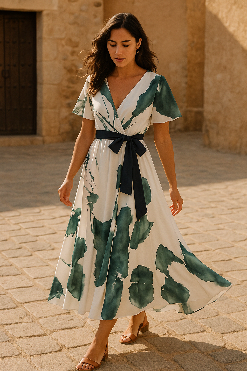 LARA™ | Vestido largo estampado acuarela