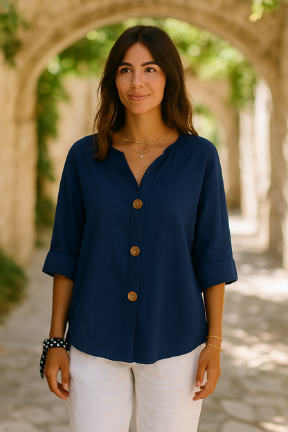 BEATRIZ™ | Blusa de lino relajada - elegancia atemporal