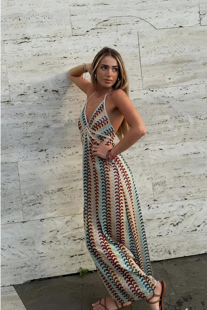 CANCÚN™ | Vestido largo de croché con escote halter