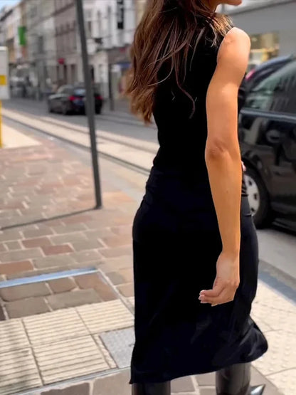 FRANCISCA™ | Vestido retro sin mangas de poliéster