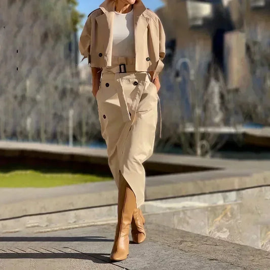 REBECA™ | Conjunto cargo con chaqueta y falda abertura