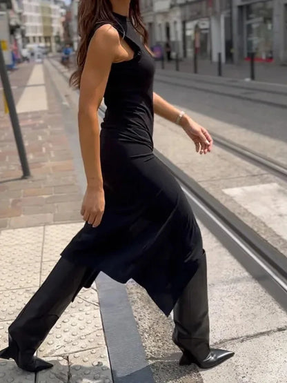 FRANCISCA™ | Vestido retro sin mangas de poliéster