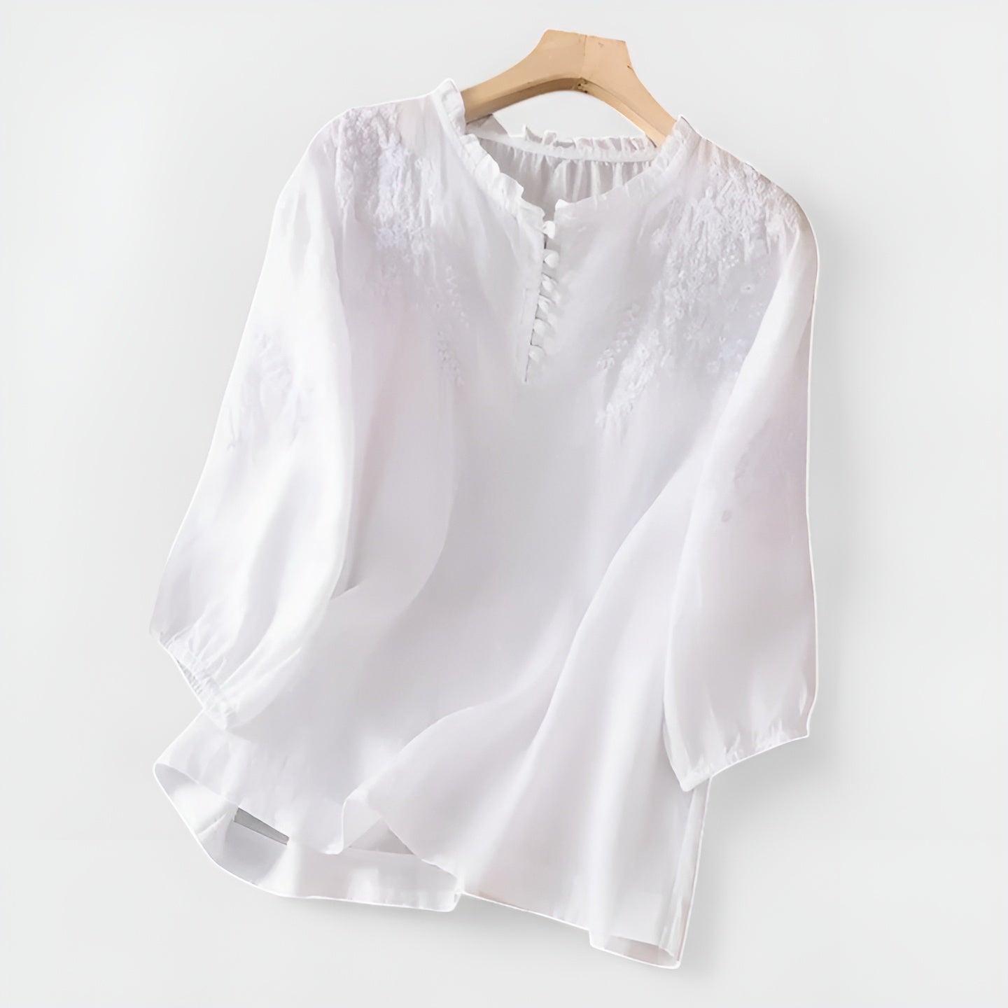 RENATA™ | Blusa de algodón con hombros bordados