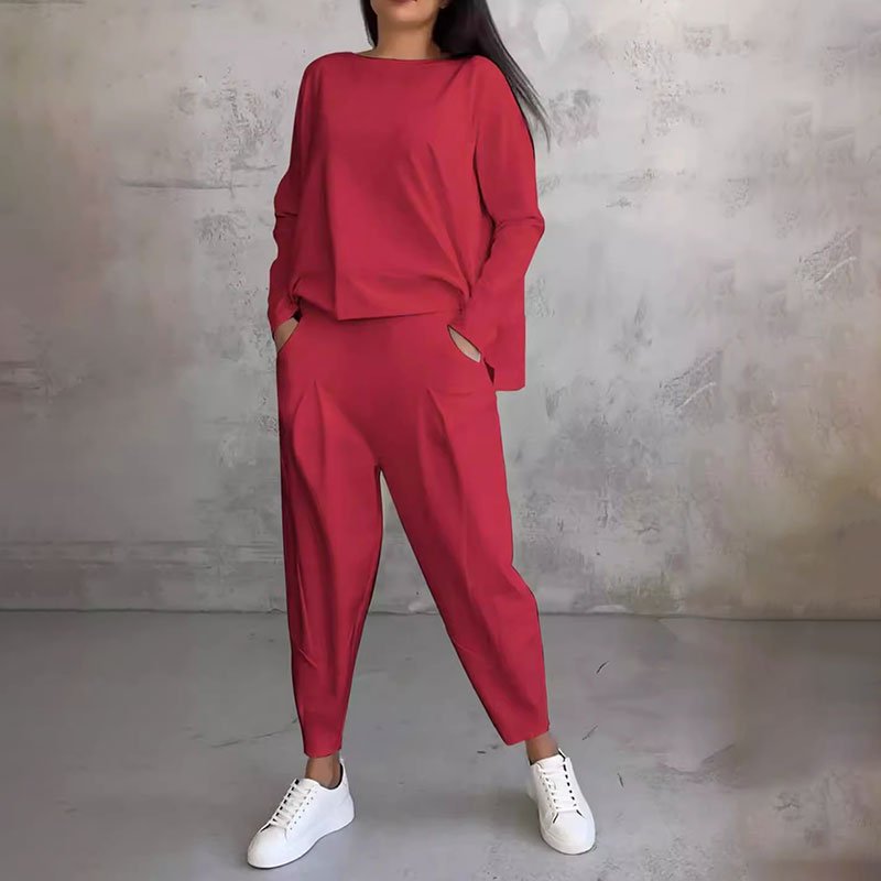 ANA™ | Conjunto de top liso y pantalón amplio