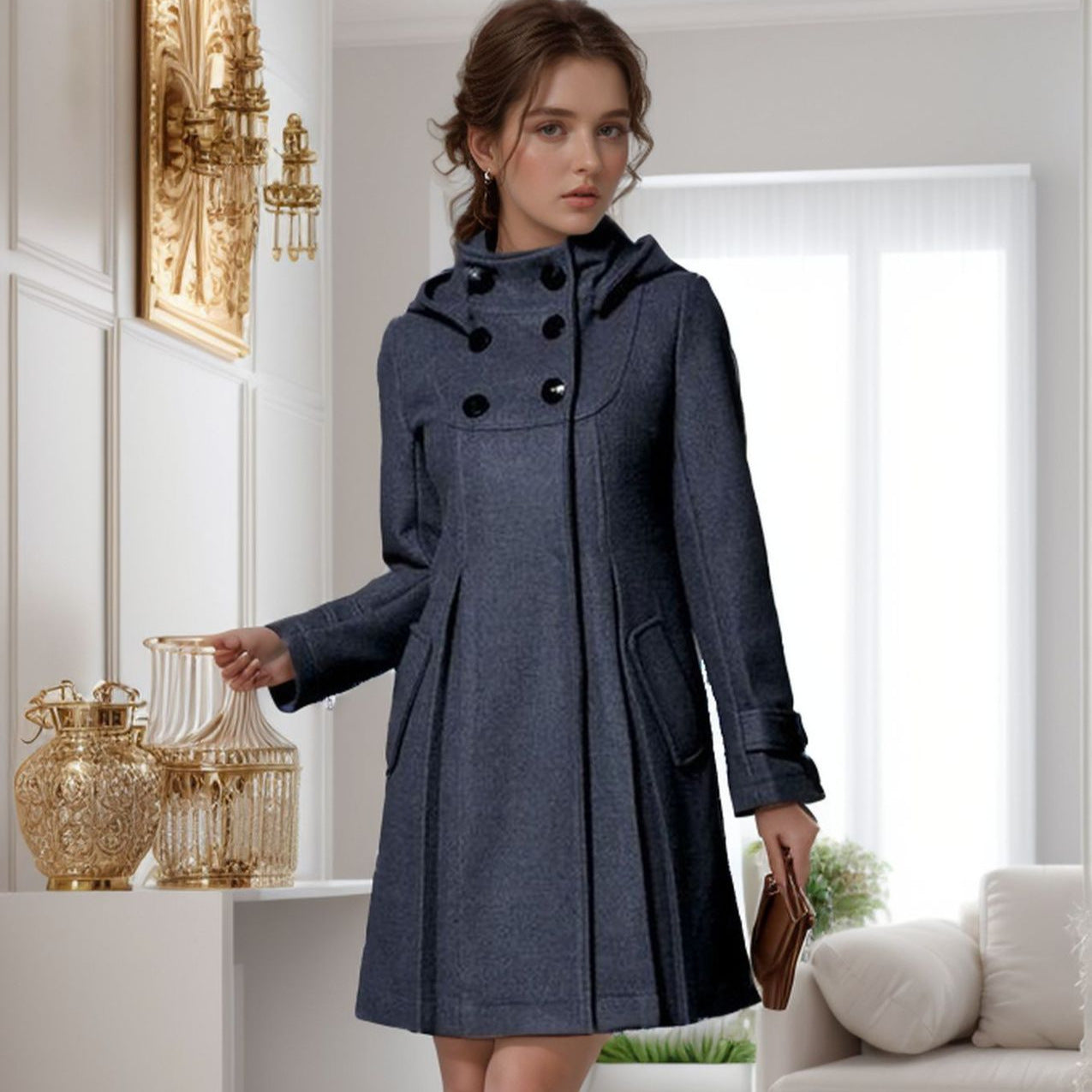 ZOE™ | Abrigo largo de lana con capucha