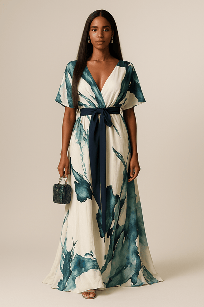 LARA™ | Vestido largo estampado acuarela