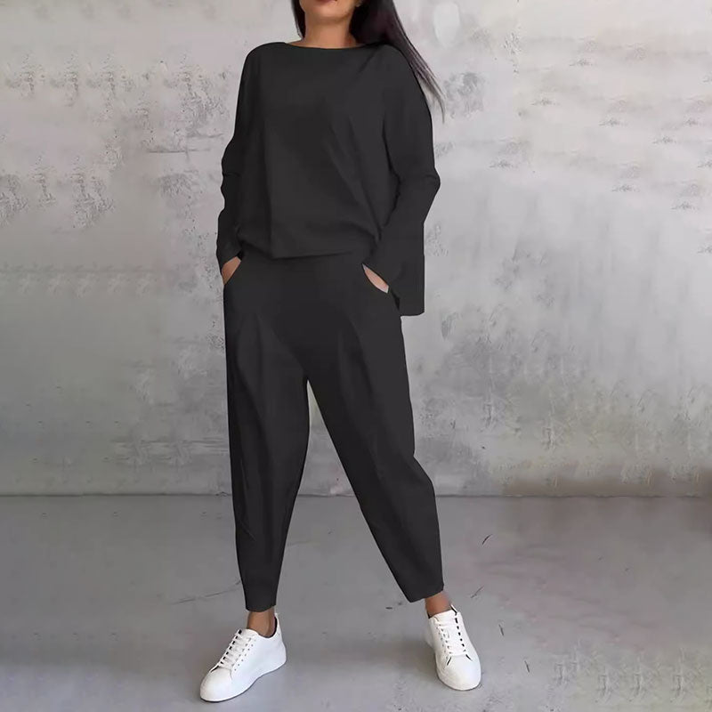 ANA™ | Conjunto de top liso y pantalón amplio