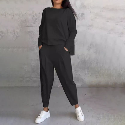 ANA™ | Conjunto de top liso y pantalón amplio