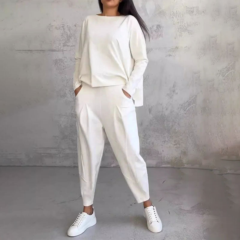 ANA™ | Conjunto de top liso y pantalón amplio